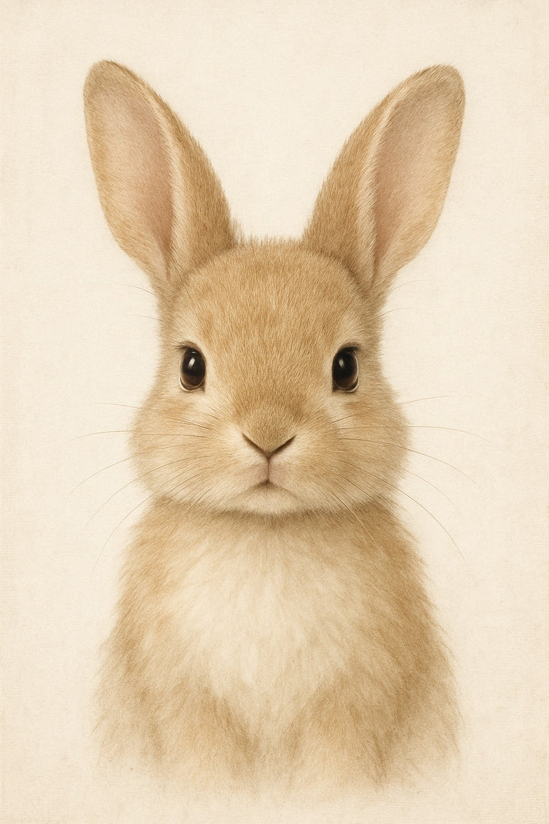 Bunny Nursery Print – Neutral Animal Wall Art for Baby Room | Woodland Rabbit Poster for Gender Neutral Nursery Décor